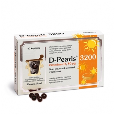 D-Pearls 3200 (natūralus vit D) kapsulės N80