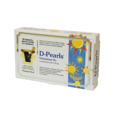D-Pearls natūralus vitaminas D 20 mcg, N80
