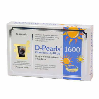 D-Pearls natūralus vitaminas D 40mcg, N80