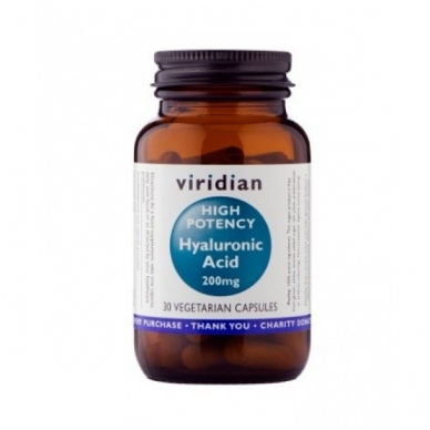 VIRIDIAN HIALURONO RŪGŠTIS „High Potency Hyaluronic Acid 200mg“ kaps. N.30